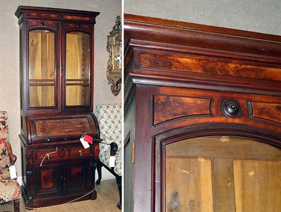 Lot 695 - Victorian Mahogany Cylinder Secretary Bookcase...