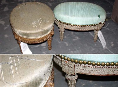 Lot 399 - Two Louis XVI Style Ivory Painted Footstools...