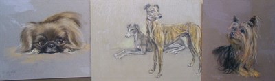 Lot 117 - Ursula White 20th Century TWO GREYHOUNDS;...