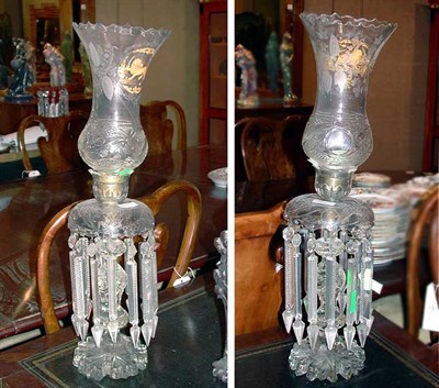 Lot 288 - Pair of Bohemian Glass Mantel Lustres with...