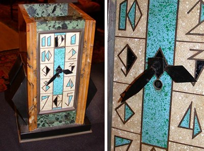 Lot 549 - Art Deco Tricolor Marble Mantel Clock With...