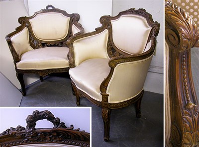Lot 2266 - Pair of Louis XVI Style Upholstered and Carved...