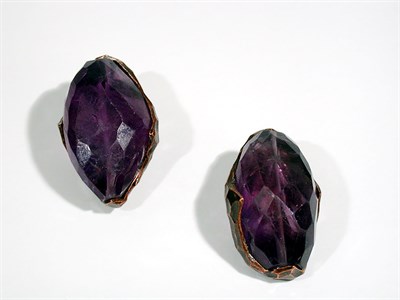 Lot 939 - Two Yves Saint Laurent Amethyst Earclips