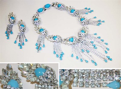 Lot 906 - Rhinestone and Faux Turquoise Suite