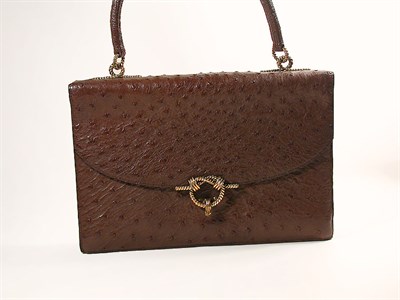 Lot 834 - Hermes Brown Ostrich Handbag