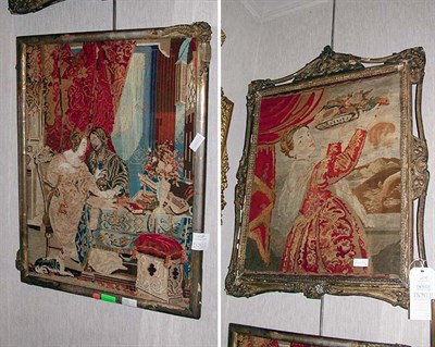 Lot 134 - Two Framed Needlework Panels Each depicting...