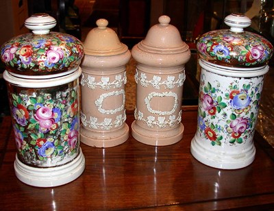 Lot 202 - Two Pairs of Porcelain Apothecary Jars