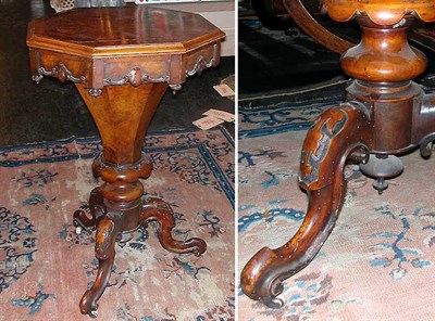 Lot 131 - Victorian Burl-Wood Sewing Table