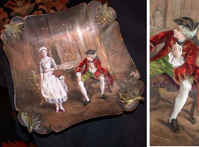 Lot 612A - French Enamel on Copper Dish Of square form,...