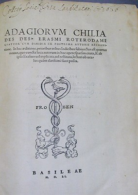 Lot 82 - ERASMUS, DESIDERIUS Adagiorum opus Folio,...
