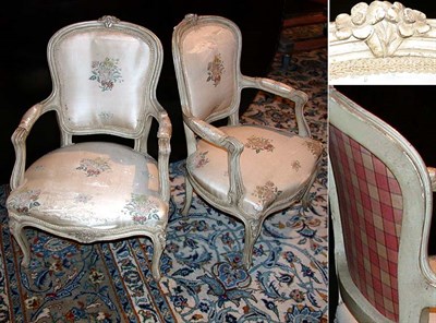 Lot 516 - Pair of Louis XV Style Ivory Painted...