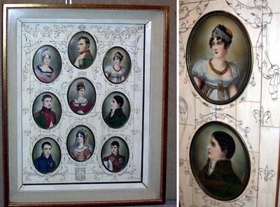 Lot 347 - Group of Nine Napoleonic Miniatures Framed as One
