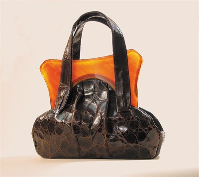 Lot 831 - Rare Alligator and Bakelite Handbag