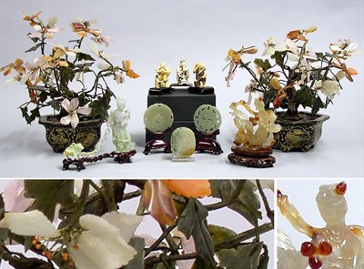 Lot 190 - Pair of Antique Jade Trees Together with Seven...
