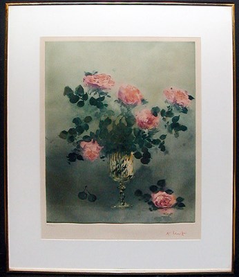 Lot 104 - Kaiko Moti [ROSES] Color aquatint, signed in...