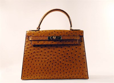 Lot 835 - Hermes Tan Ostrich Kelly Bag