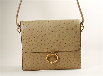 Lot 837 - Hermes Sand Ostrich Shoulder Bag
