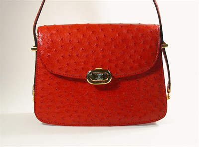 Lot 874 - Celine Red Ostrich Bag