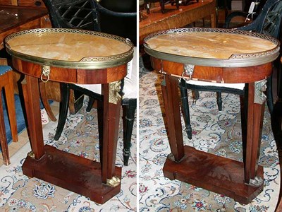 Lot 173 - Pair of Empire Style Marble Top Mahogany Side...