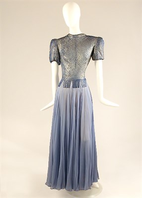 Lot 465 - Lilac Lame and Chiffon Gown