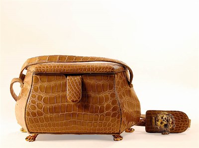 Lot 859 - Judith Leiber Buff Alligator Chest Bag