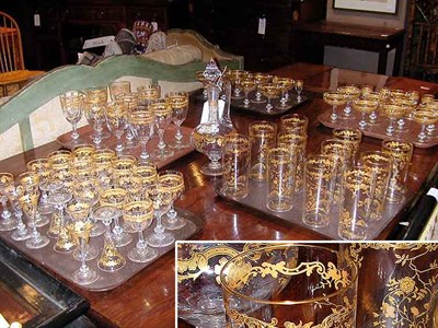 Lot 163 - Set of Colorless Gilt-Decorated Glass Barware...