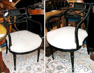 Lot 175 - Pair of Regency Style Painted and Upholstered...