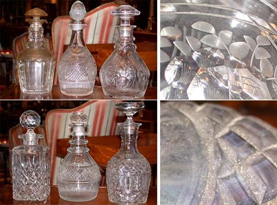 Lot 195 - Group of Six Cut and Pressed Glass Decanters