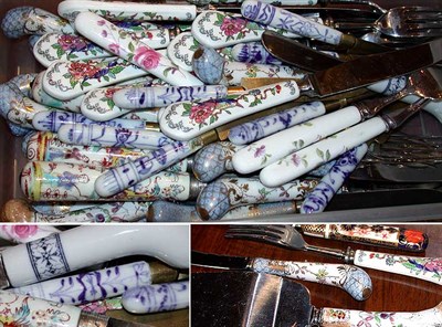 Lot 208 - Miscellaneous Group of Porcelain Handled Flatware