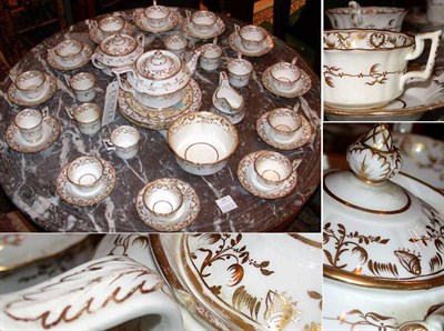 Lot 221 - English Gilt Decorated Porcelain Tea Service...