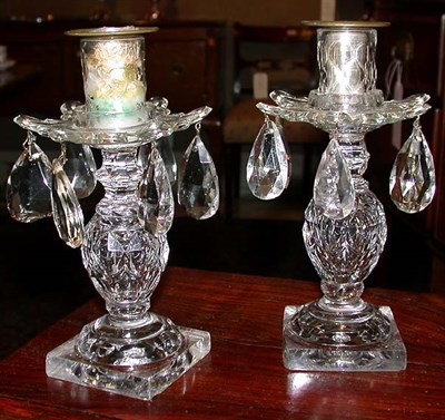 Lot 338 - Pair of Georgian Style Colorless Cut Glass...