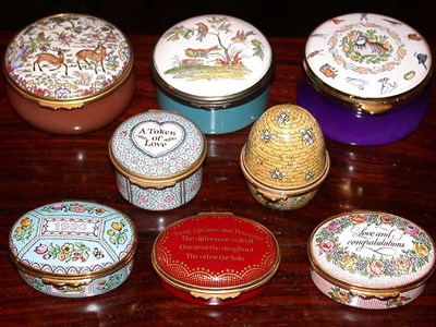 Lot 340 - Group of Eight Enamel Pill Boxes