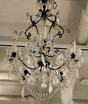 Lot 367 - Louis XV Style Cut Glass and Brass Five-Light...