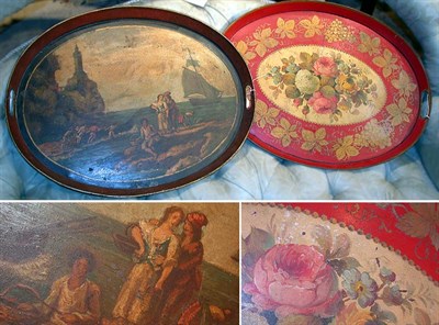 Lot 379 - Two Victorian Tole Painted Trays