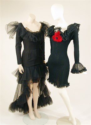 Lot 757 - Two Yves Saint Laurent Black Ruffled Evening Dresses
