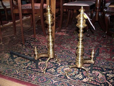 Lot 401 - Pair of Georgian Style Mahogany Andirons