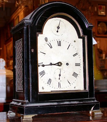 Lot 411 - George II Style Ebonized Mantel Clock