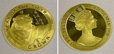 Lot 165 - Isle of Man: 1998 5 Ounce Gold Coin, Year of the Tiger