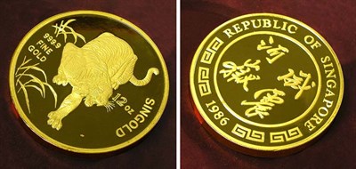 Lot 186 - Singapore: 1986 12 Ounce Gold Coin, Year of the Tiger
