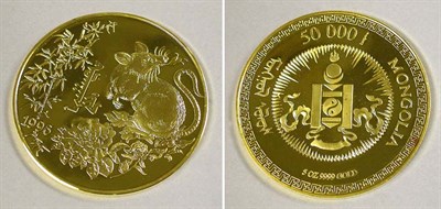 Lot 176 - Mongolia: 1996 5 Ounce Gold Coin, Year of the Rat