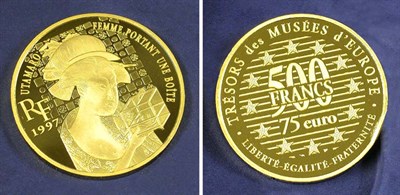 Lot 154 - France: 1997 5 Ounce Gold Coin, Woman Carrying a Case by Utamara