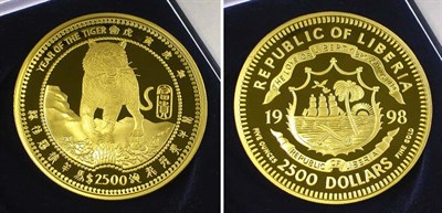 Lot 171 - Liberia: 1998 5 Ounce Gold Coin, Year of the Tiger