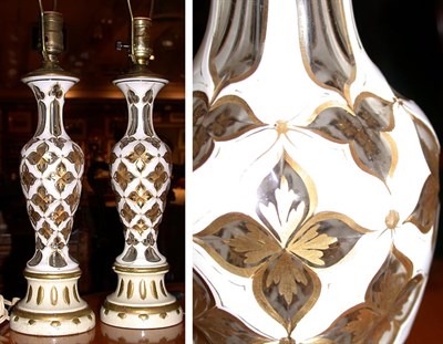 Lot 468 - Pair of Victorian Cut to Clear Glass Lamps