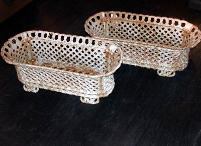 Lot 469 - Pair of Cast Iron Latticework Planters