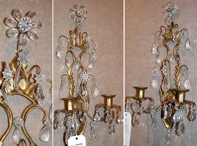 Lot 471 - Pair of Italian Gilt-Metal and Cut Glass...