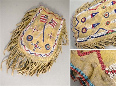 Lot 73 - Plains Beaded Hide Pouch With crossed U.S....