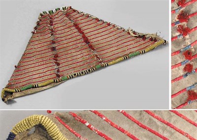 Lot 62 - Sioux Quilled Hide Cradle Hood Cover With...