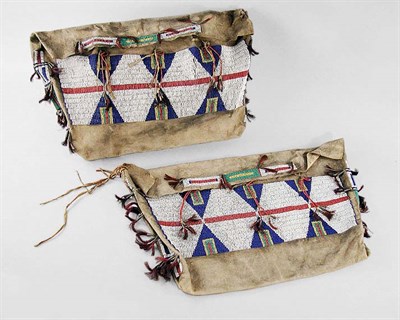 Lot 67 - Pair of Sioux Hide Tepee Bags Each with a...