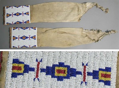 Lot 78 - Pair of Sioux Beaded Hide Leggings Each piece...