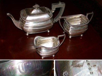 Lot 290 - English Silver Three-Piece Tea Service Total...